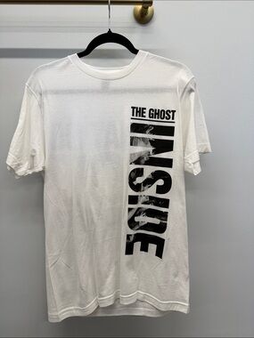 Tultex White Short-Sleeve Tee with Black 'The Ghost Inside' Vertical Graphic